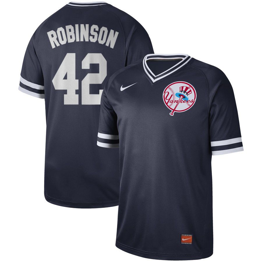 Men New York Yankees #42 Robinson Blue Nike Cooperstown Collection Legend V-Neck MLB Jersey